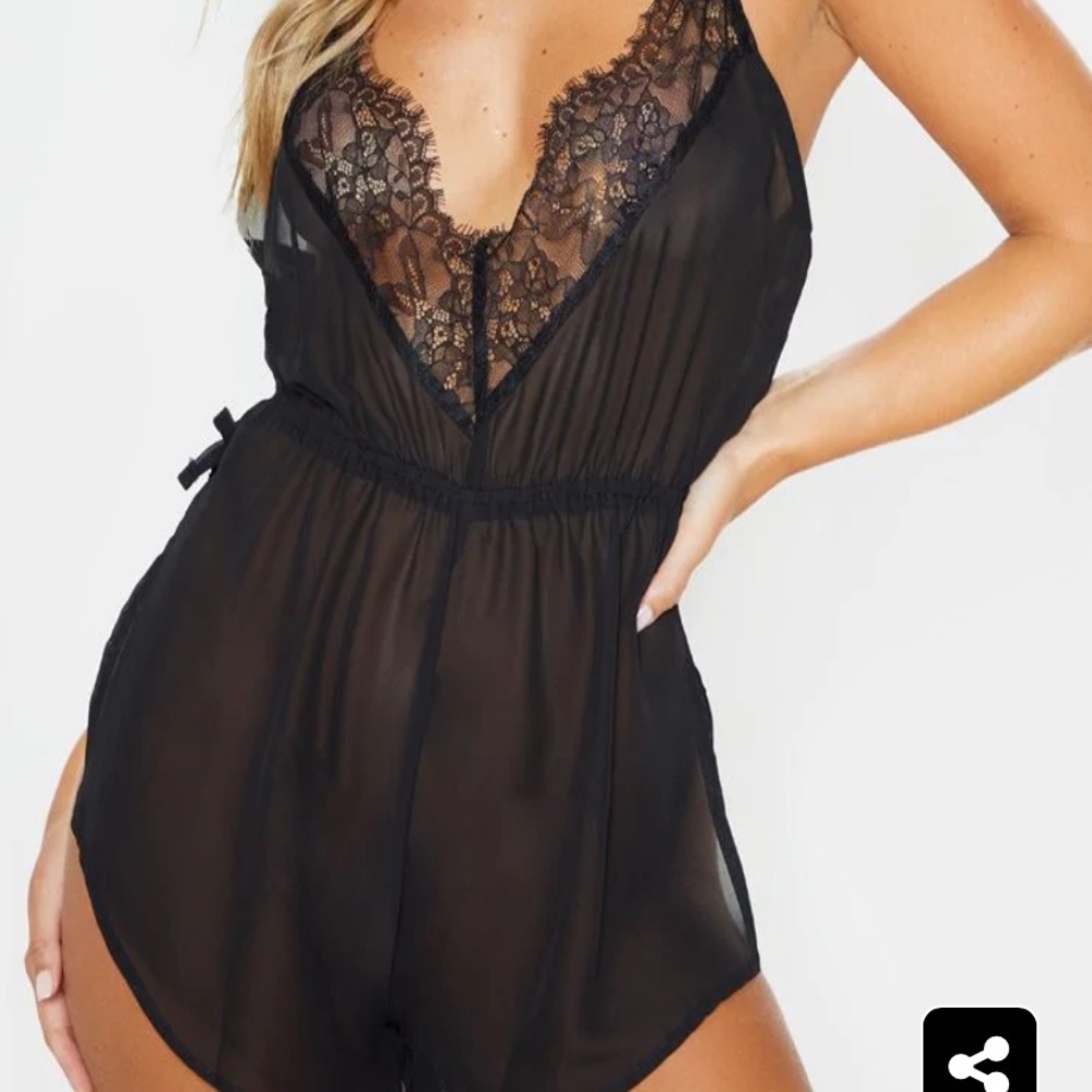 Black Chiffon Teddy